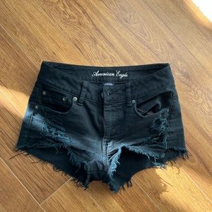 Distressed Black Denim shorts
